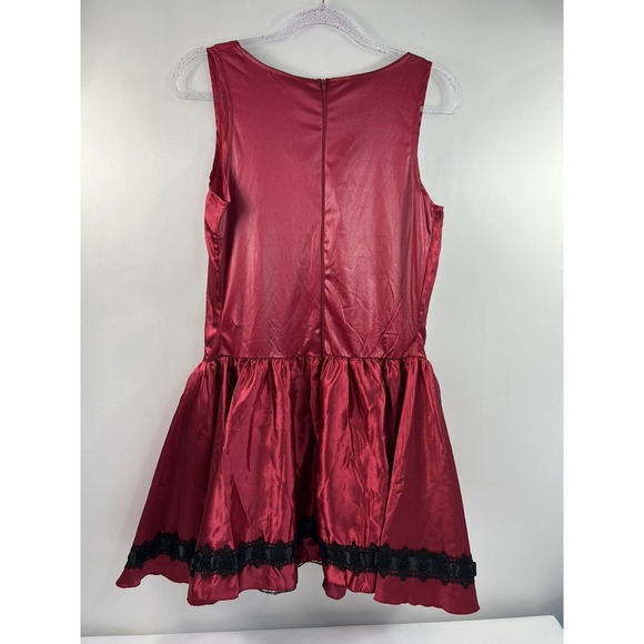 Spirit Halloween Beer Maiden Costume Adult M Red Black Lace Trim Full Zip Back - Picture 5 of 9